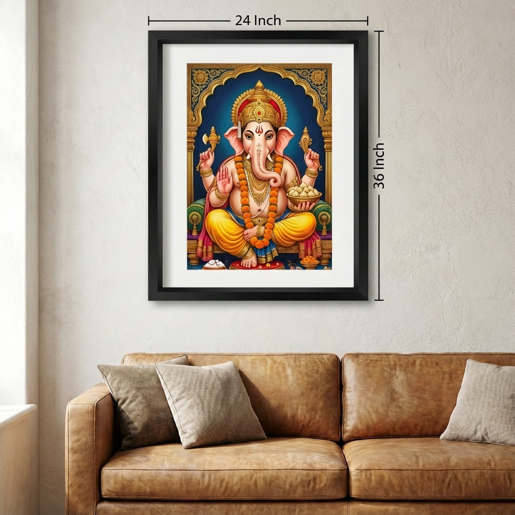 Traditional Ganesha With Canvas - Size Dimensions