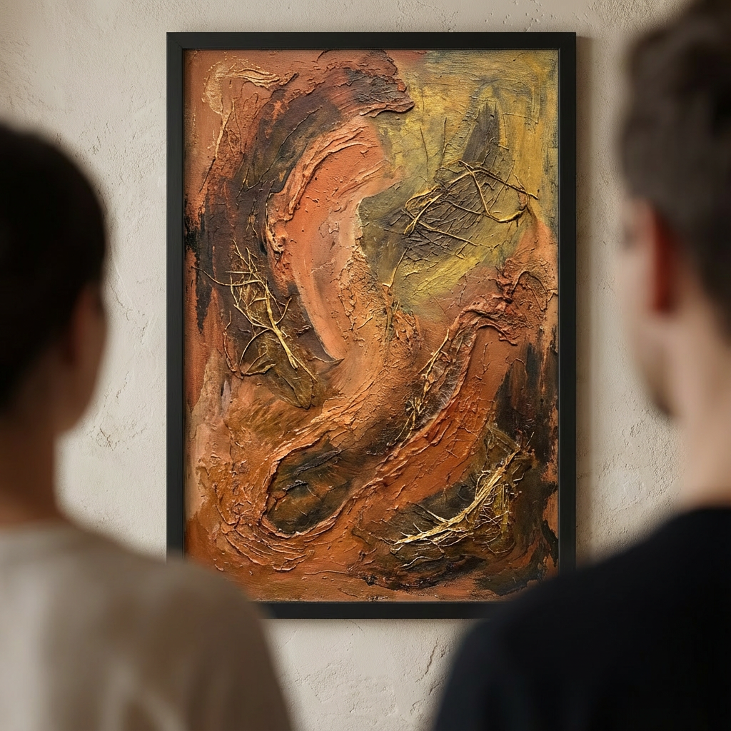 Earthy Terracotta And Canvas - Artwork Close-Up