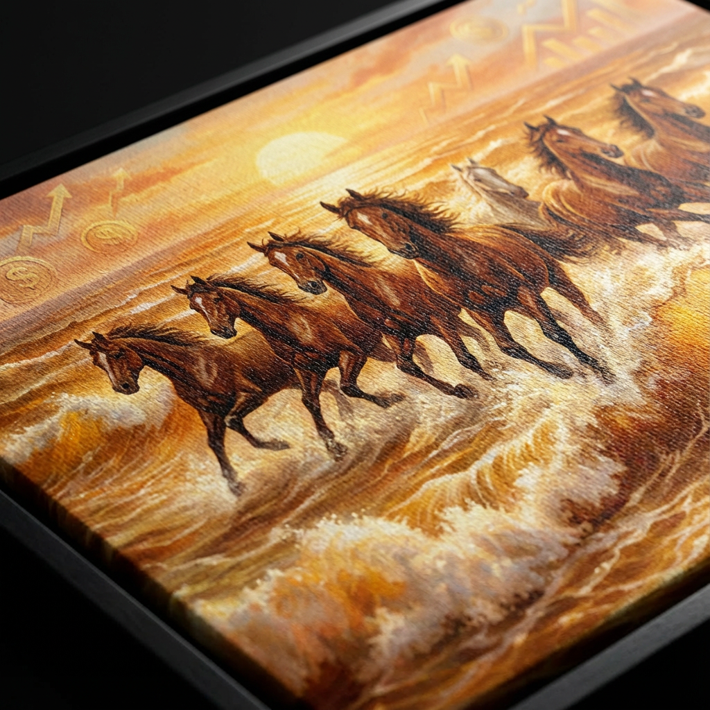 Seven Horses Running Canvas - Canvas Texture