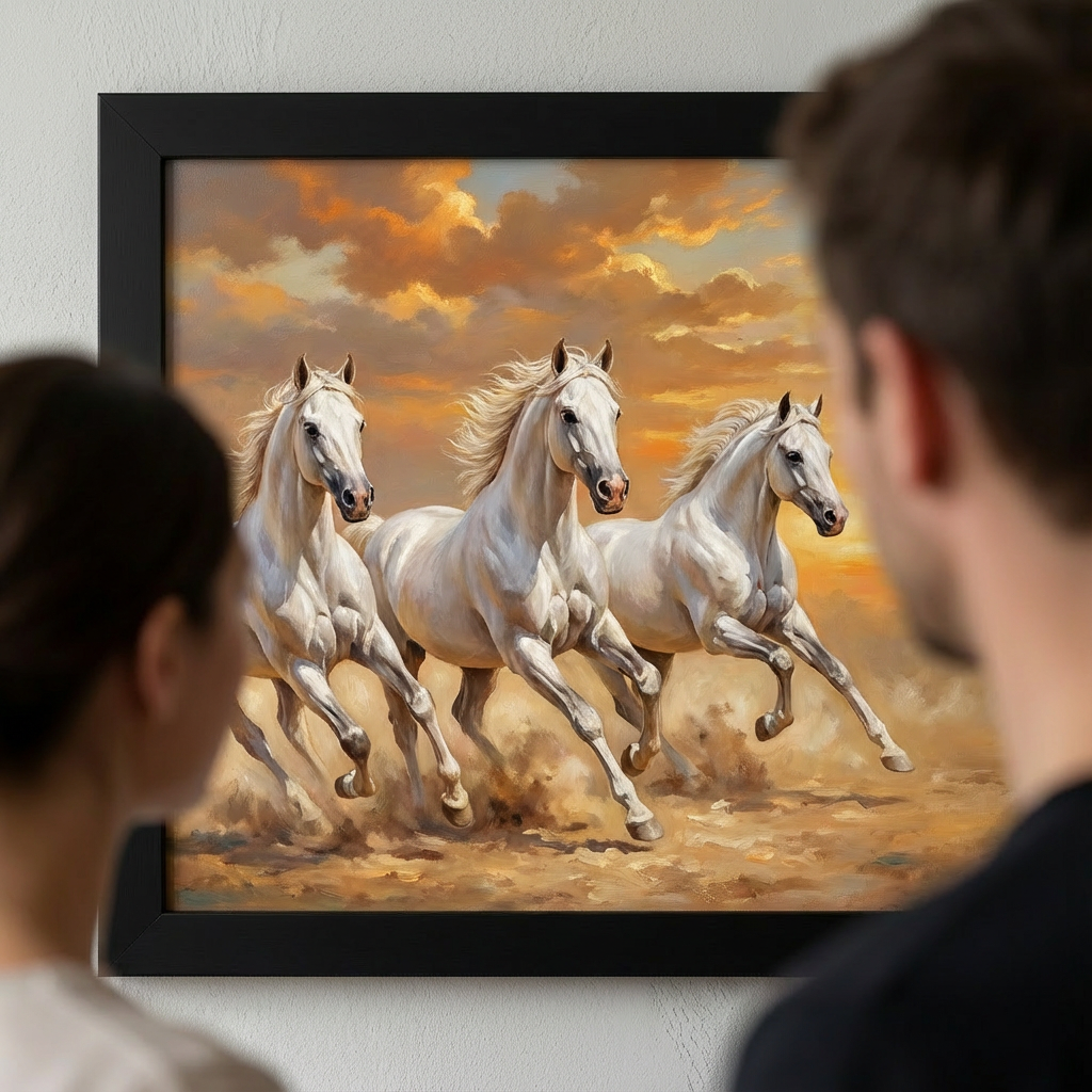 Seven White Horses Canvas - Artwork Close-Up