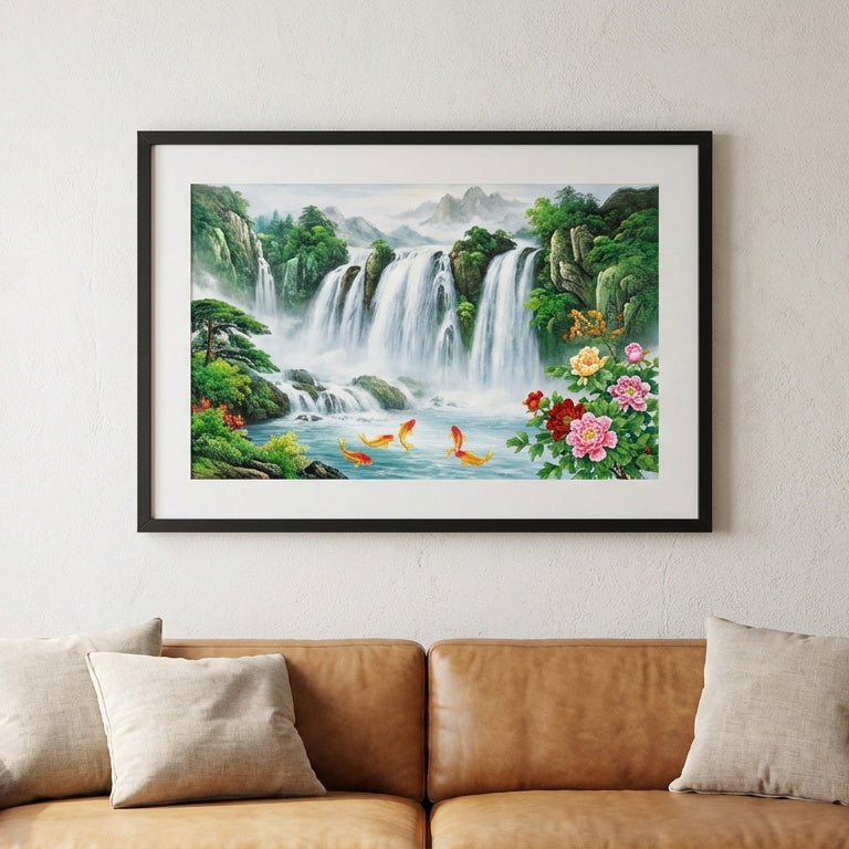 Radiant Bloom - Floral Elegance Canvas - Living Room Setting