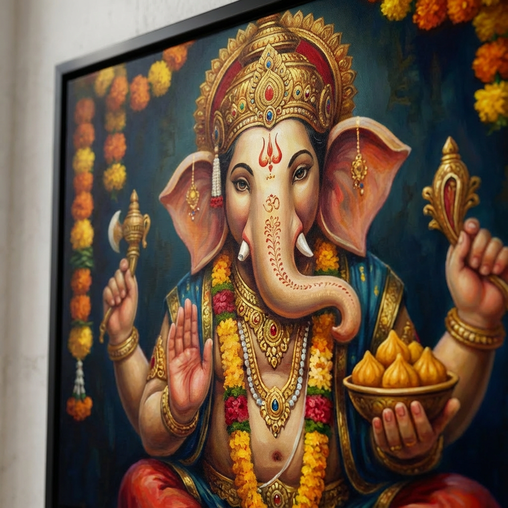 Golden Serenity - Botanical Luxury Canvas - Artwork Close-Up