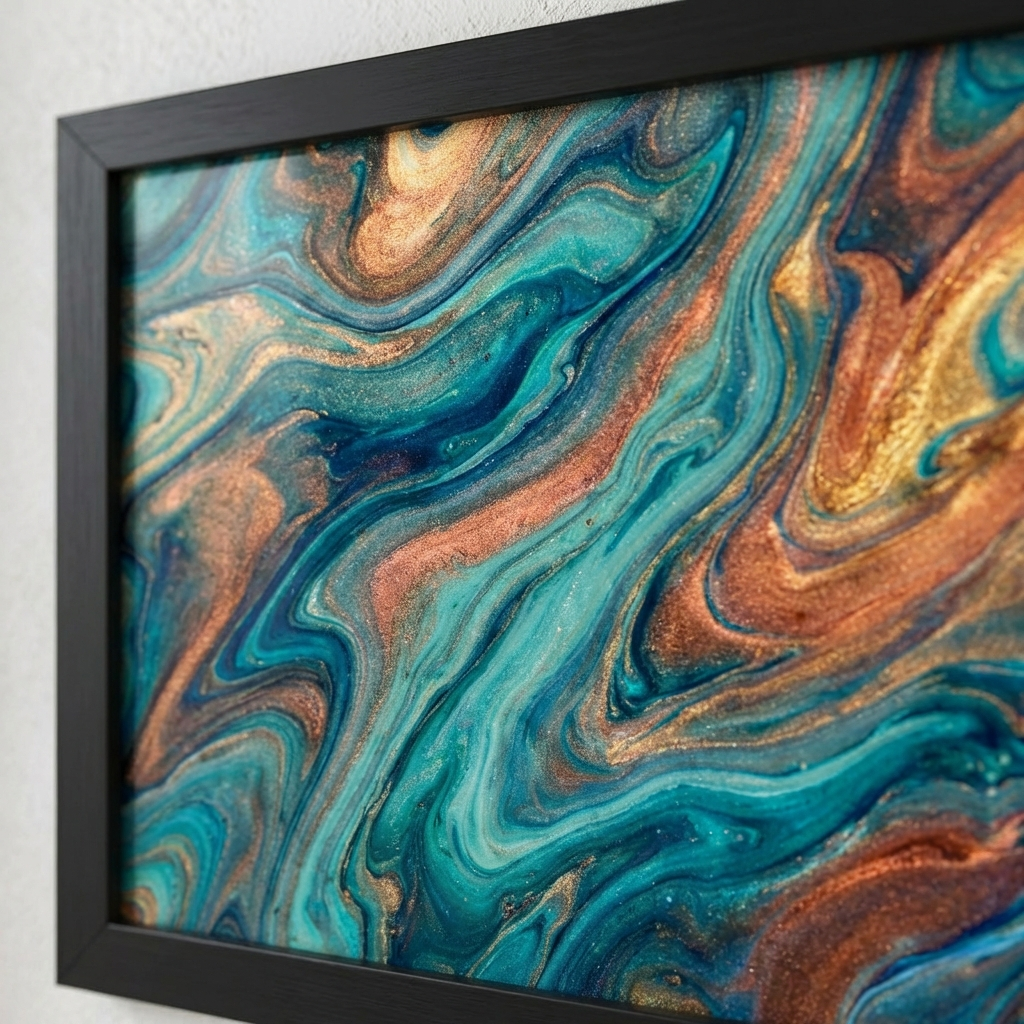 Modern Teal And Canvas - Artwork Close-Up