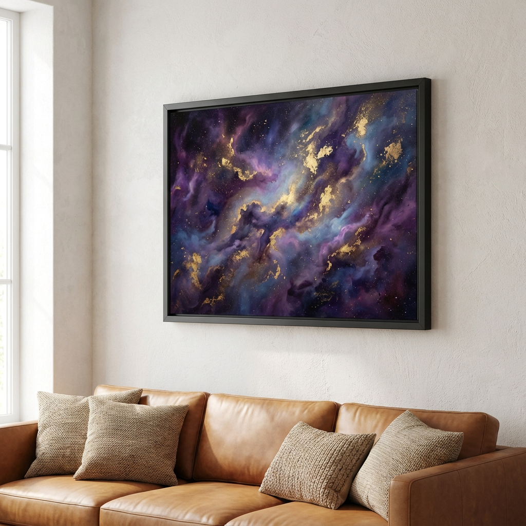 Violet Reverie - Purple Majesty Canvas - Living Room Setting