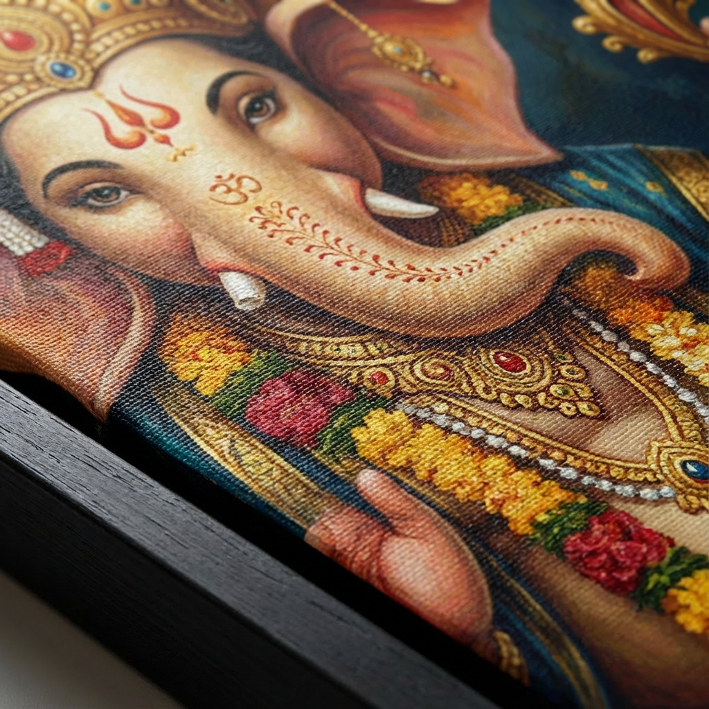 Golden Serenity - Botanical Luxury Canvas - Canvas Texture