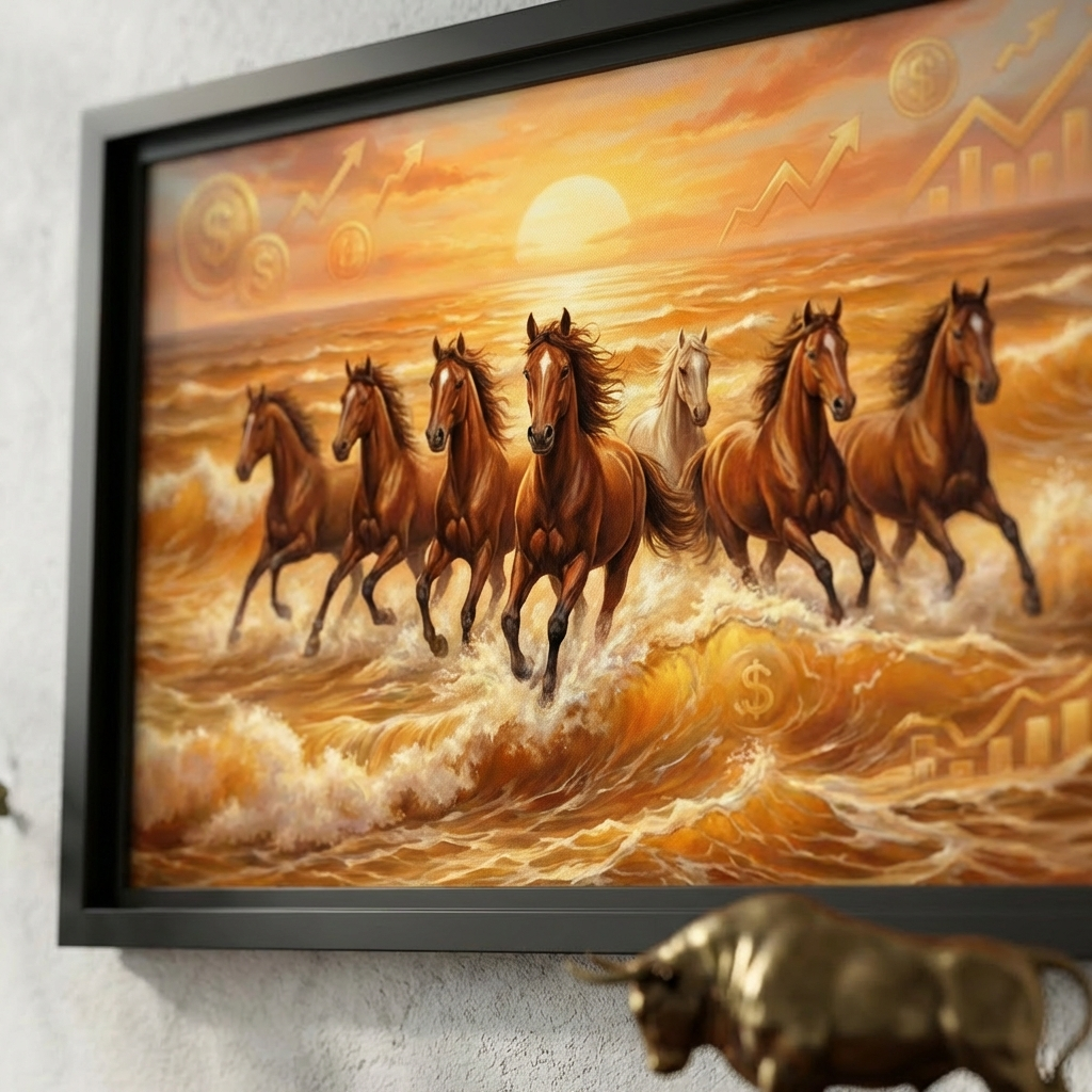 Seven Horses Running Canvas - Artwork Close-Up