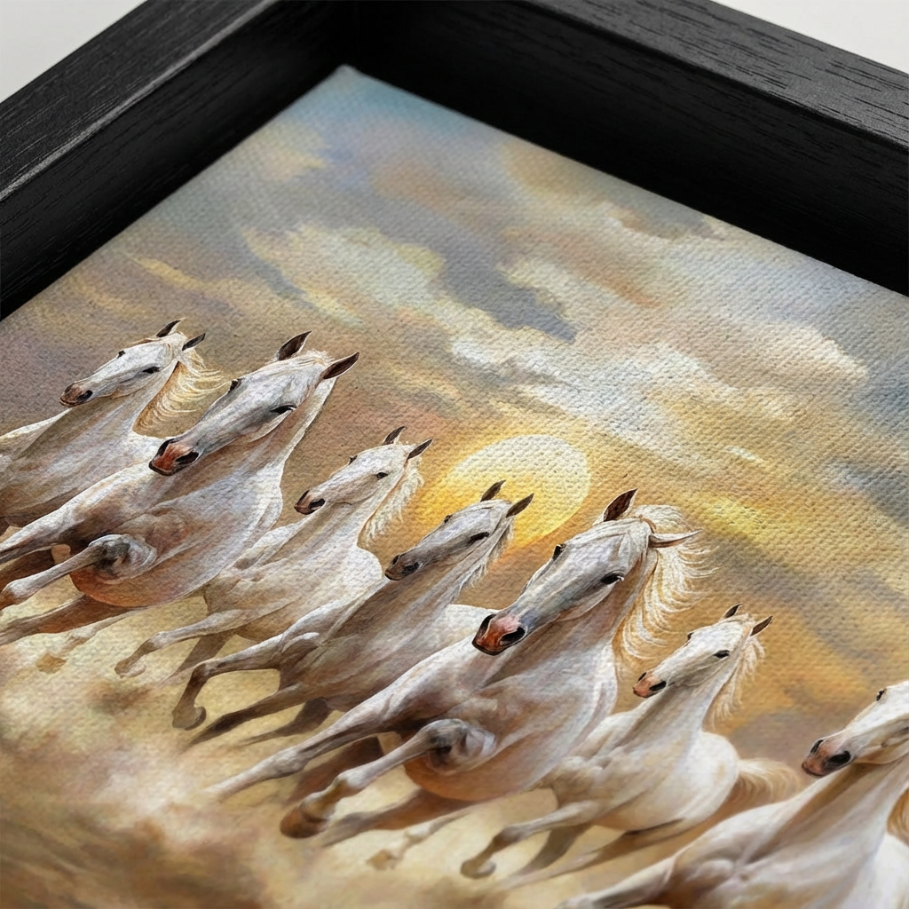 Seven White Horses Canvas - Canvas Texture