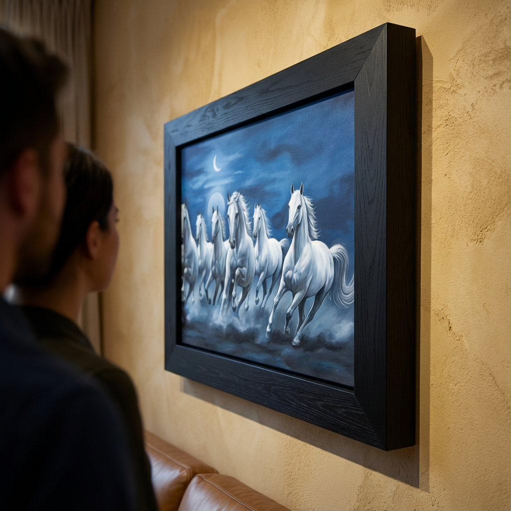 Seven White Horses Canvas - Frame & Edge Detail