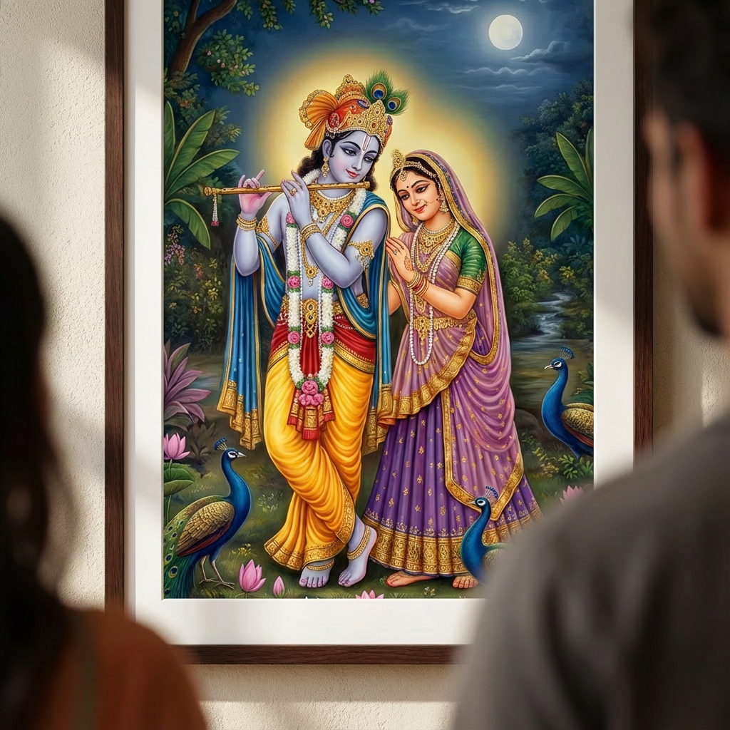 Radha And Krishna Canvas - Artwork Close-Up