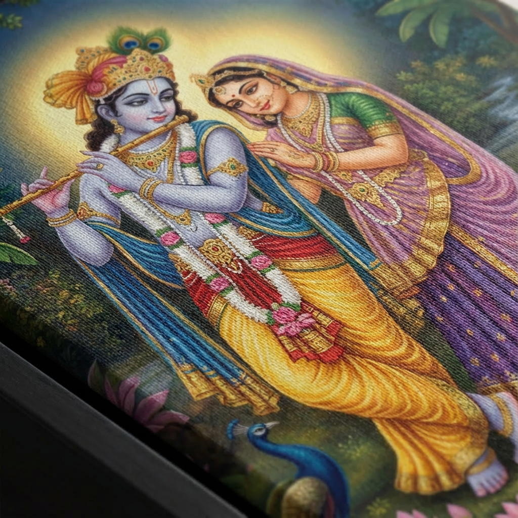 Radha And Krishna Canvas - Canvas Texture