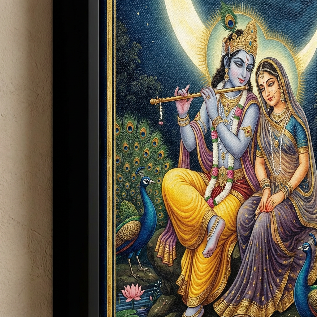 Radha And Krishna Canvas - Canvas Texture
