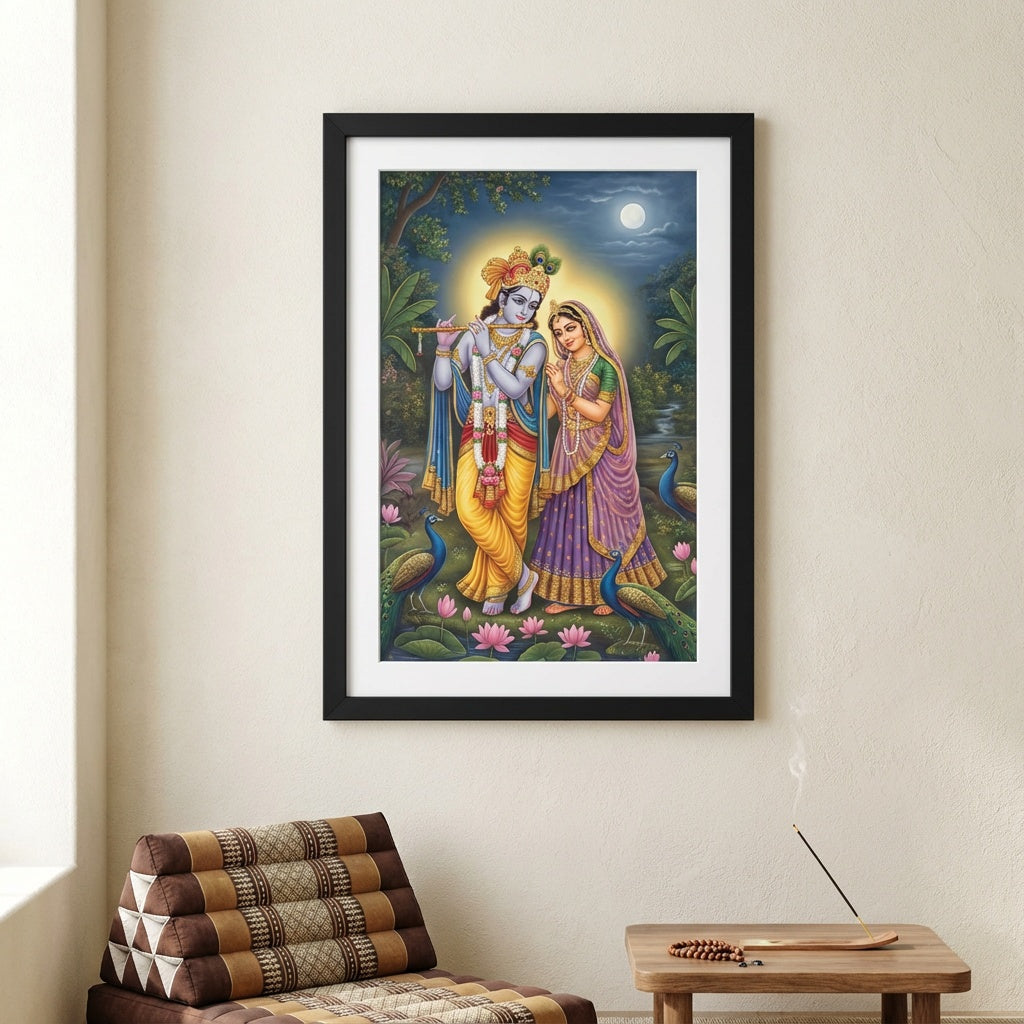 Radha And Krishna Canvas - Meditation corner with