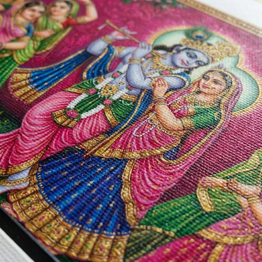 Raas Leela Scene Canvas - Canvas Texture