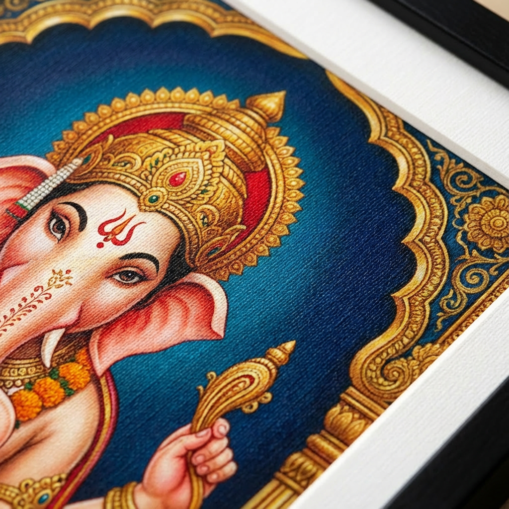 Traditional Ganesha With Canvas - Canvas Texture