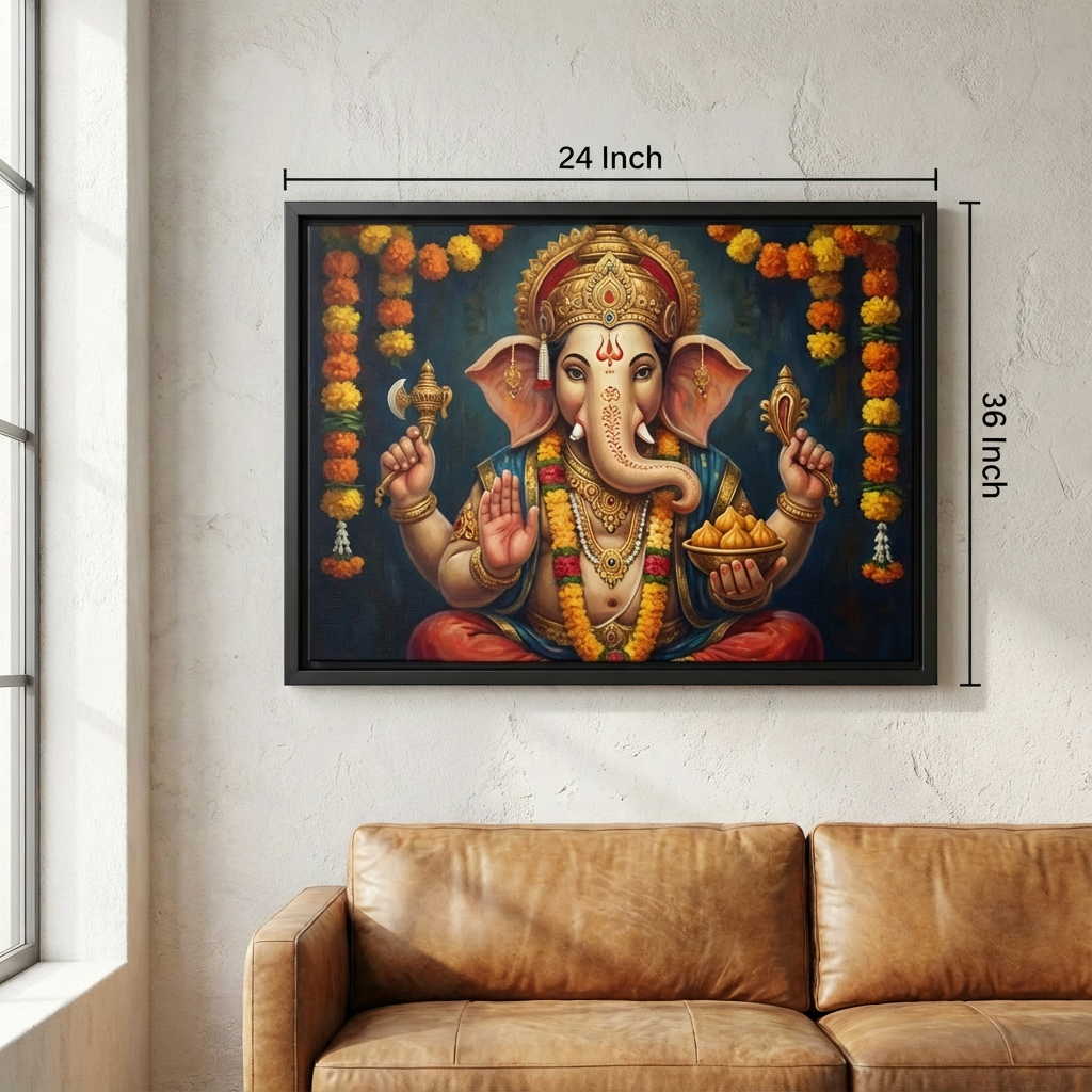 Golden Serenity - Botanical Luxury Canvas - Size Dimensions