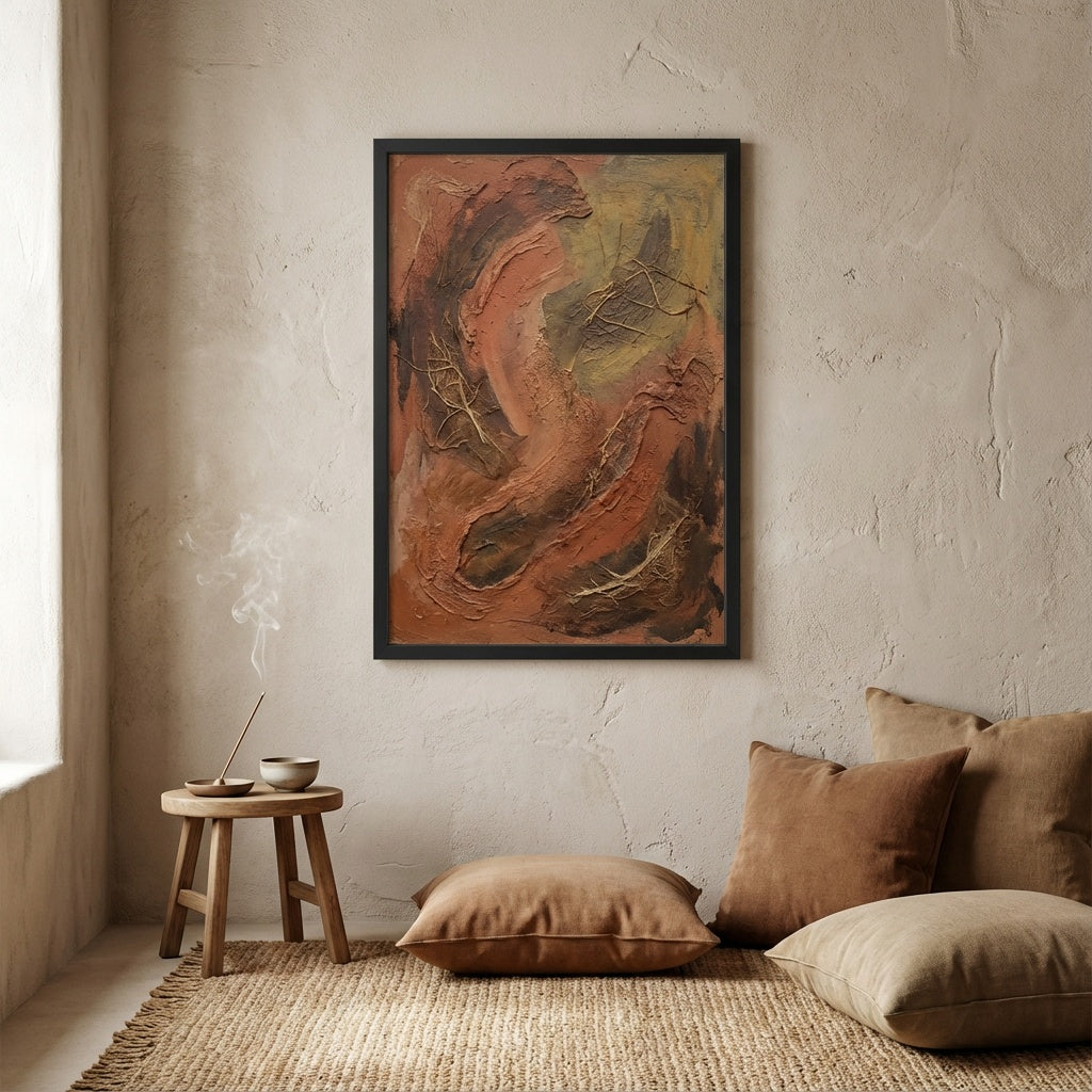 Earthy Terracotta And Canvas - Meditation corner with
