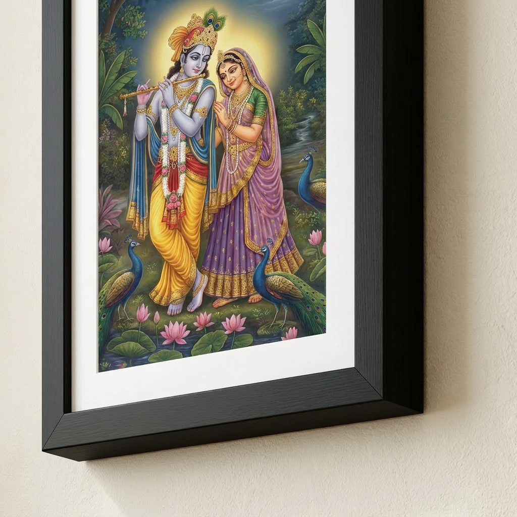 Radha And Krishna Canvas - Frame & Edge Detail