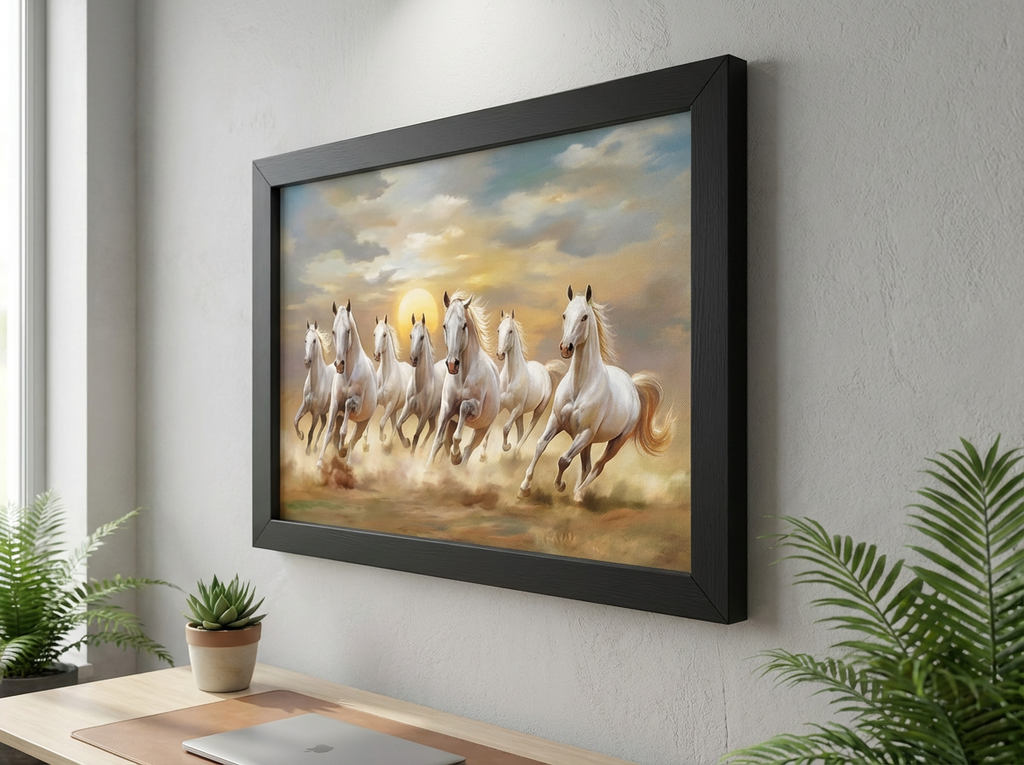 Seven White Horses Canvas - Frame & Edge Detail
