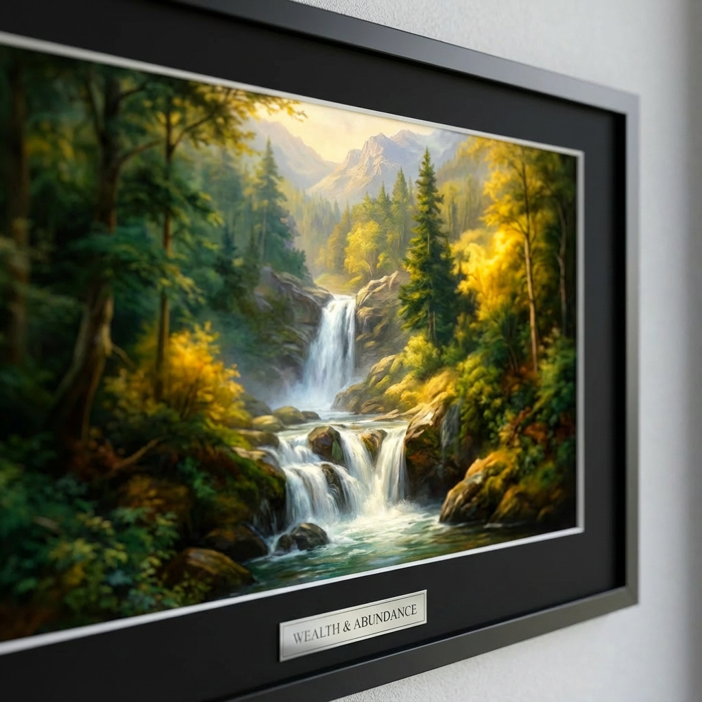 Mountain Waterfall Flowing Canvas - Artwork Close-Up