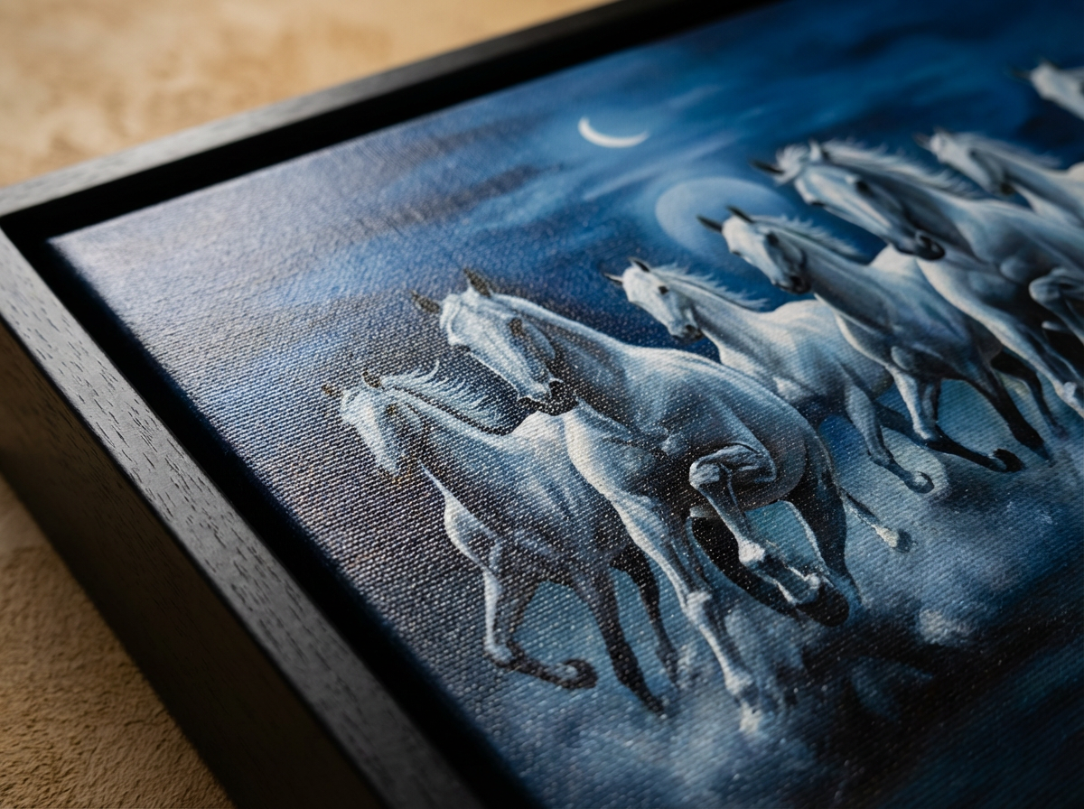 Seven White Horses Canvas - Canvas Texture