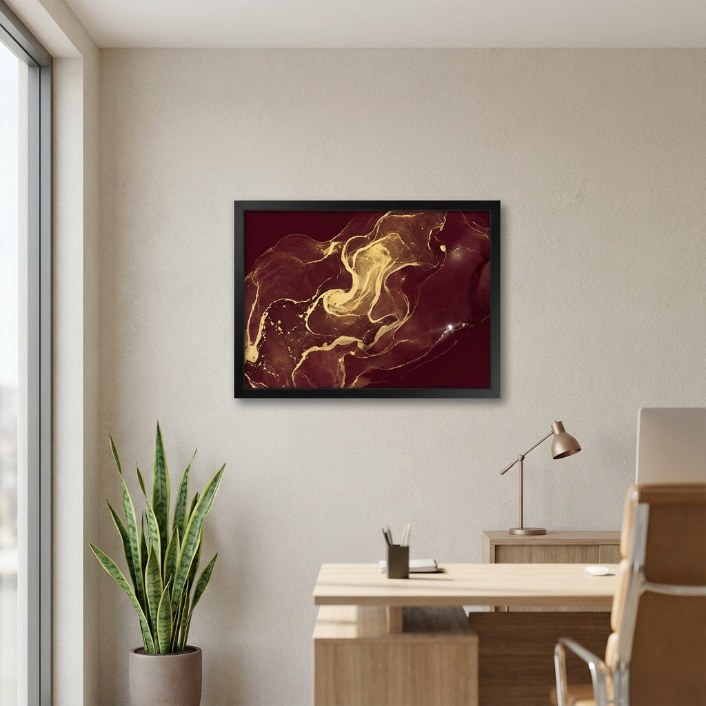 Abstract Fluid Art Canvas - Contemporary office space
