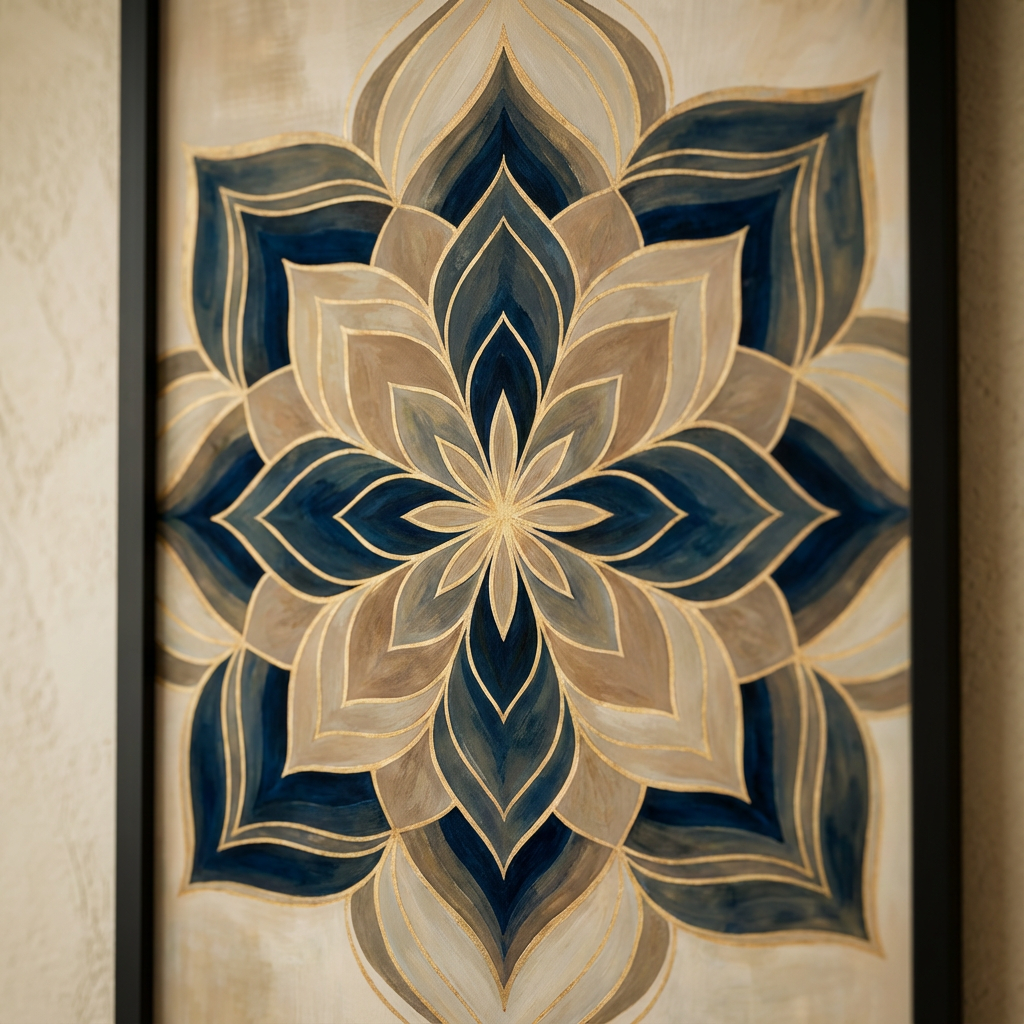 Modern Indian Mandala-inspired Canvas - Artwork Close-Up