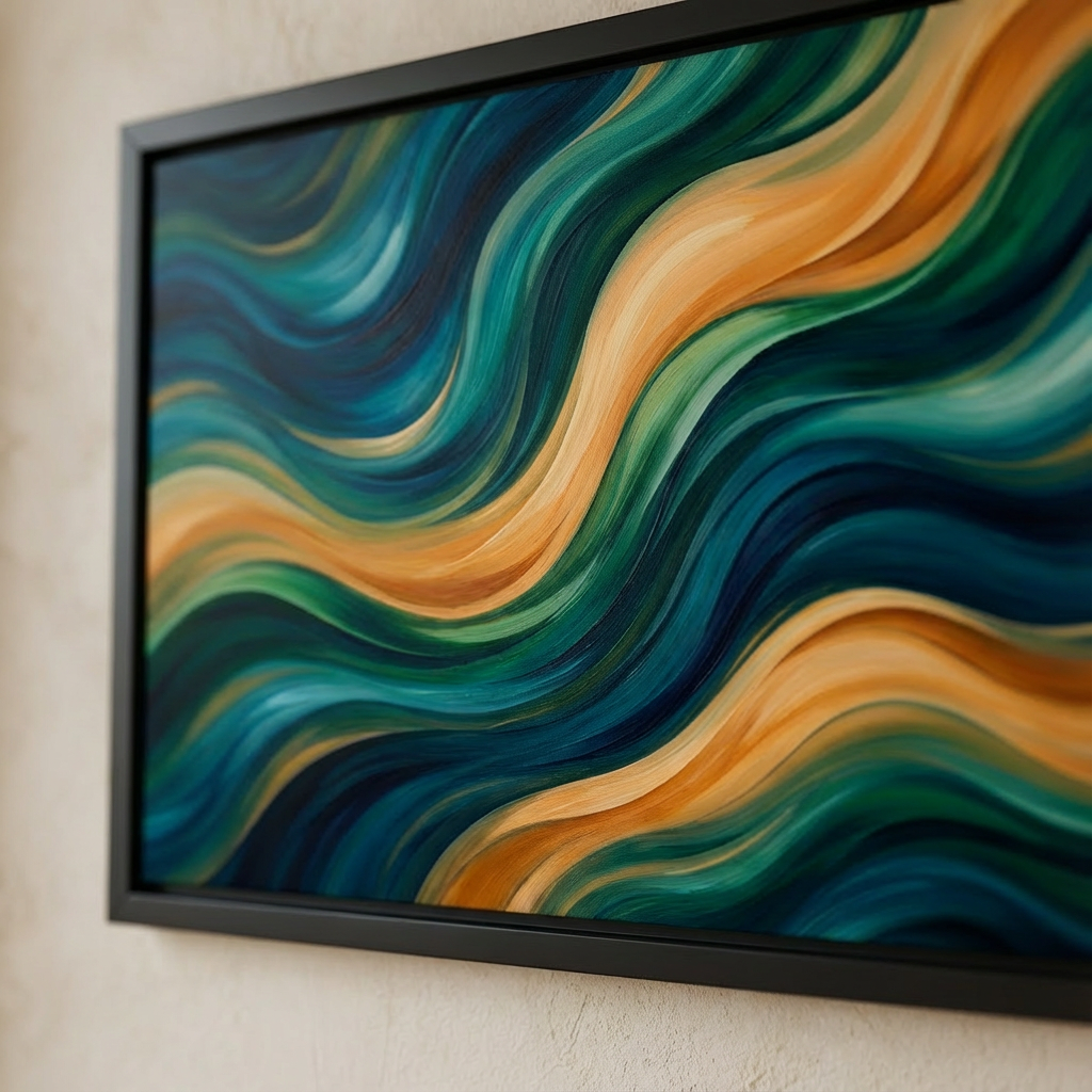 Flowing Abstract Waves Canvas - Artwork Close-Up