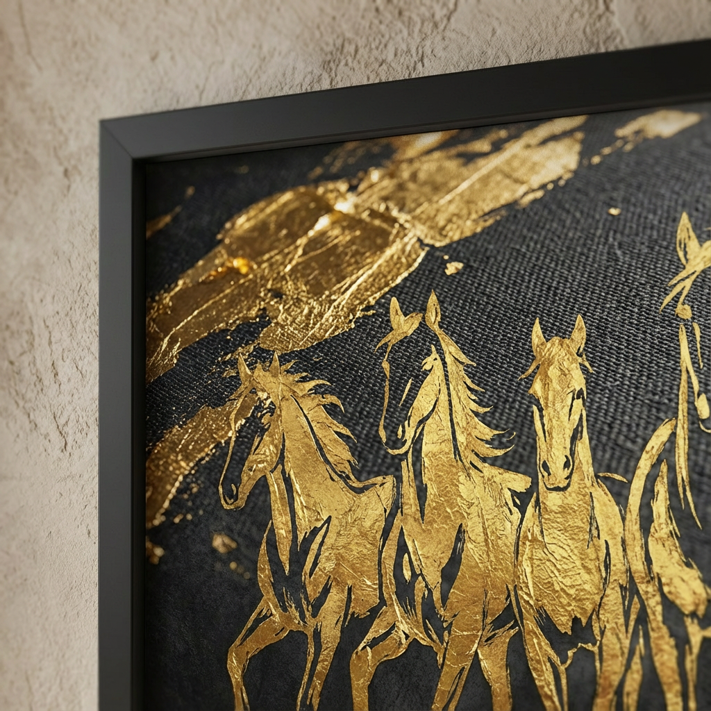 Seven Horses In Canvas - Canvas Texture