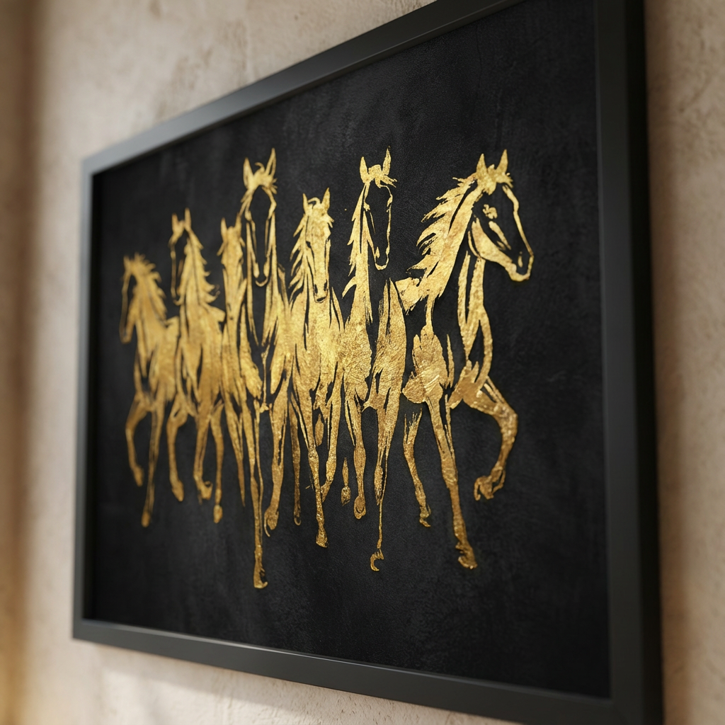 Seven Horses In Canvas - Artwork Close-Up