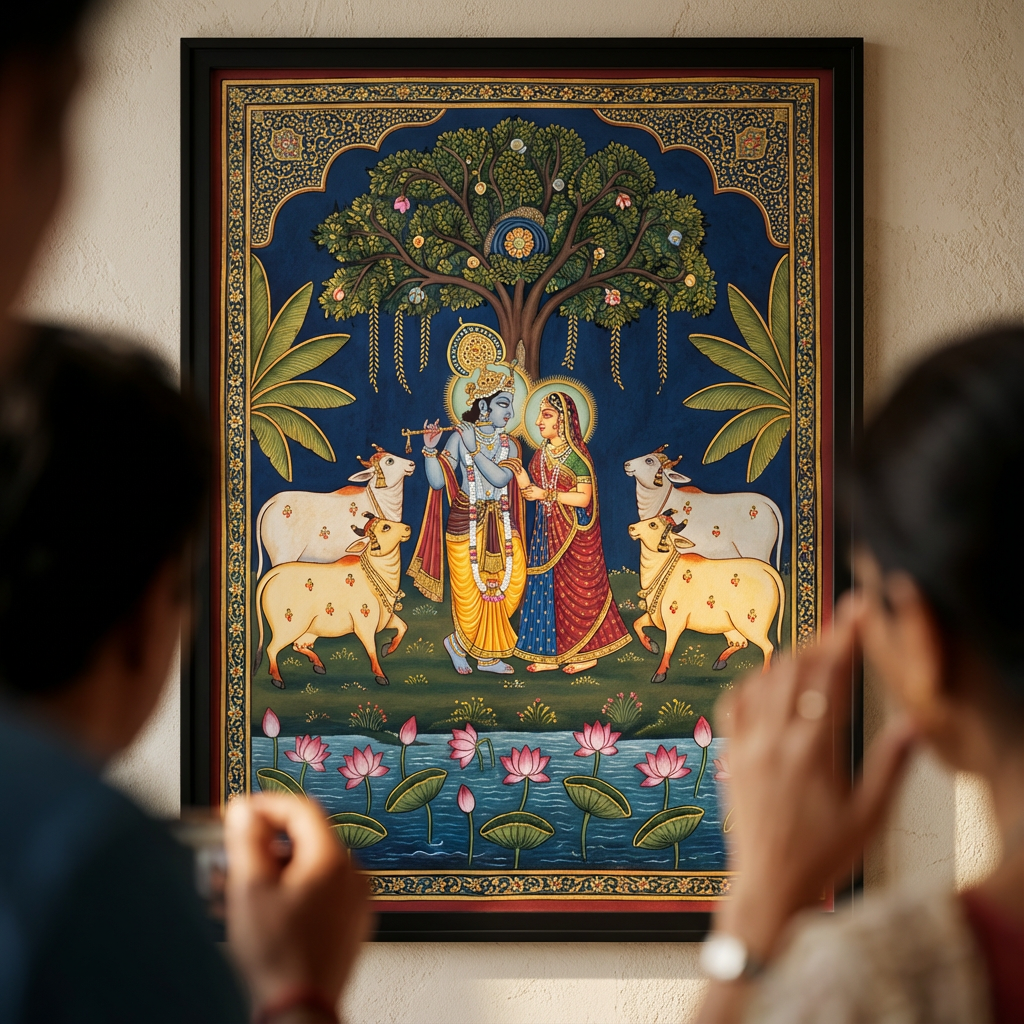 Traditional Pichwai Style Canvas - Artwork Close-Up