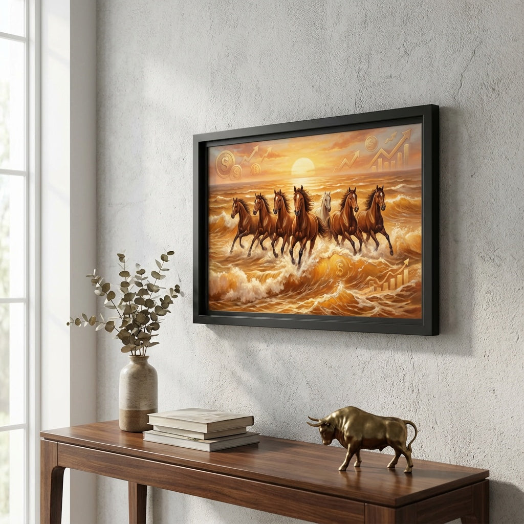 Seven Horses Running Canvas - Stylish entryway with