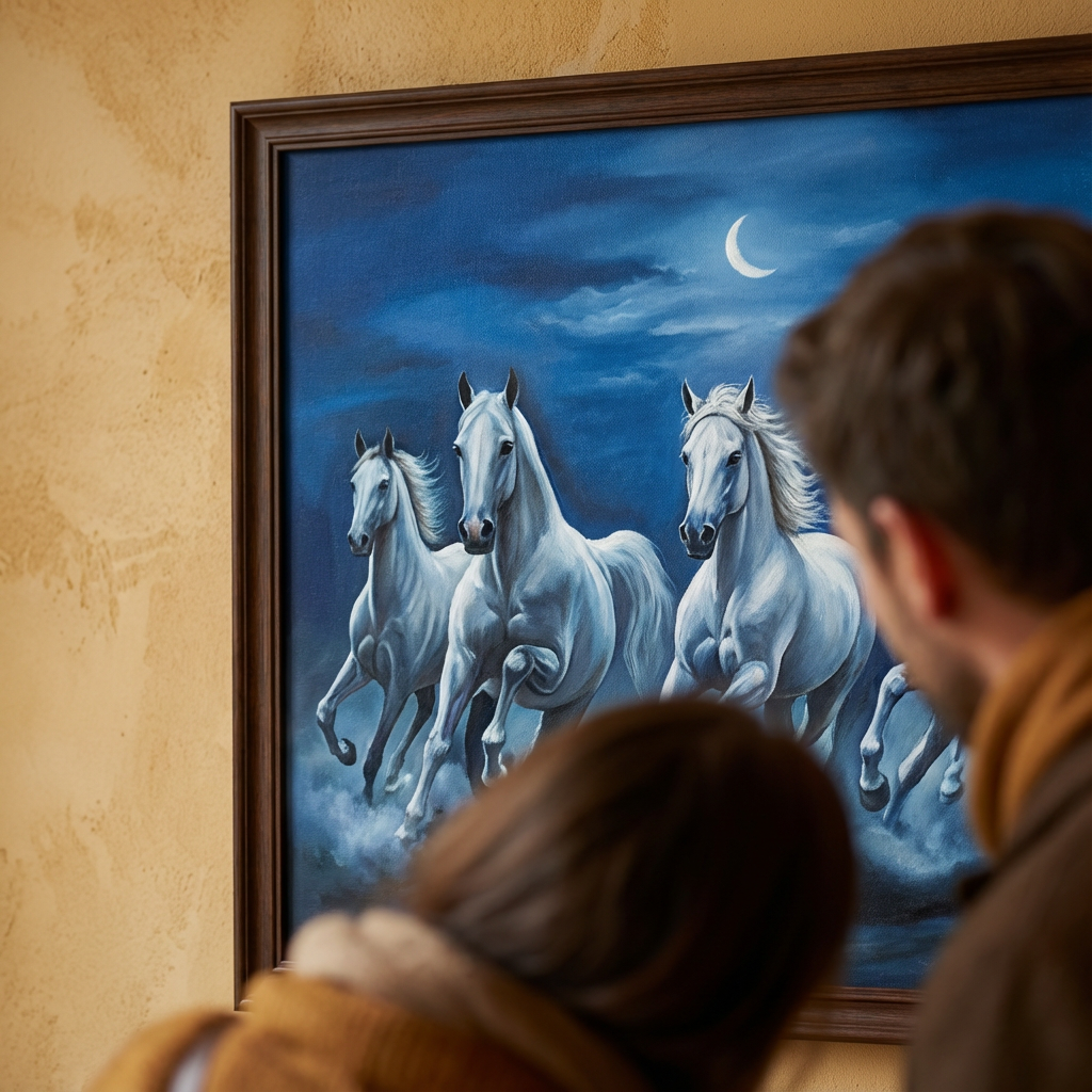 Seven White Horses Canvas - Artwork Close-Up