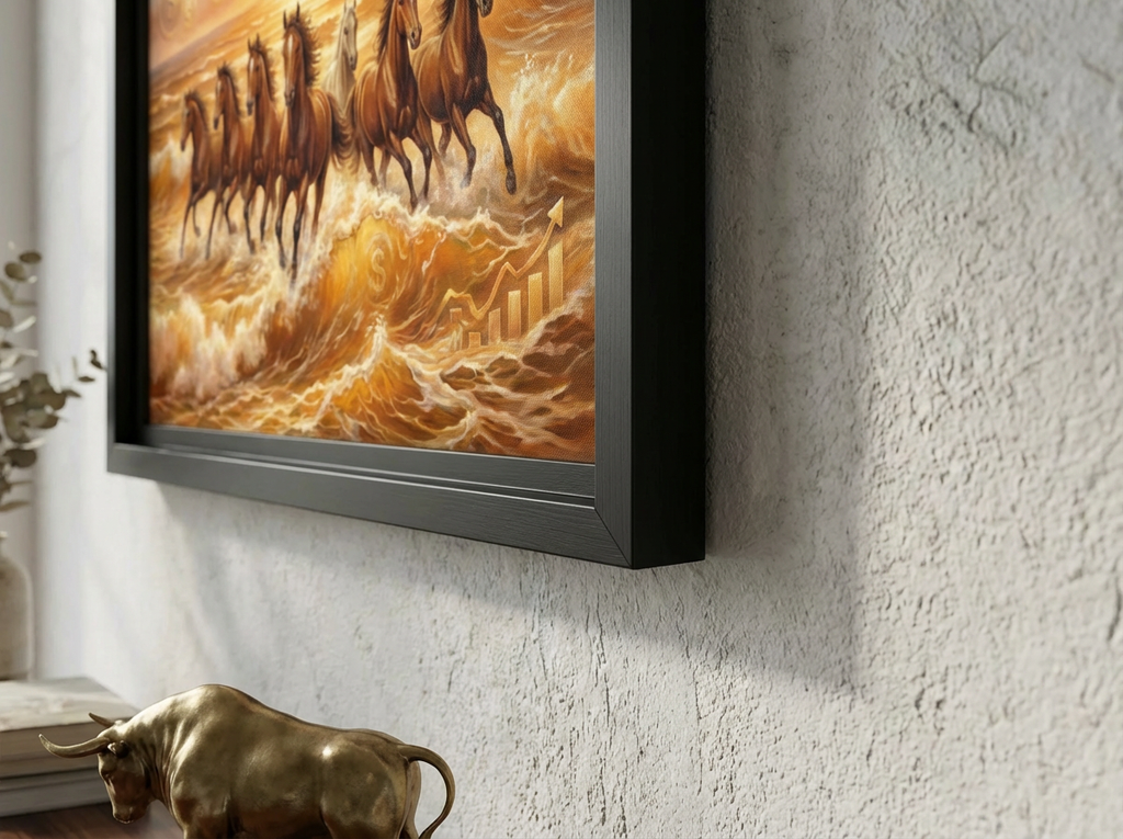 Seven Horses Running Canvas - Frame & Edge Detail