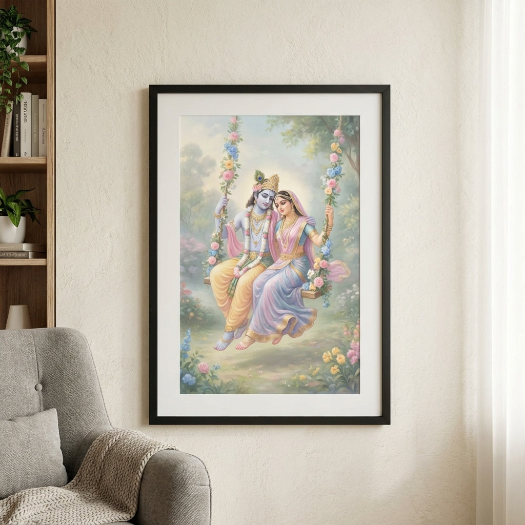 Radha And Krishna Canvas - Cozy reading nook