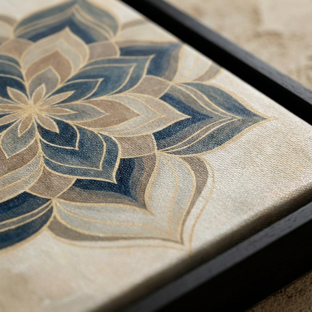 Modern Indian Mandala-inspired Canvas - Canvas Texture