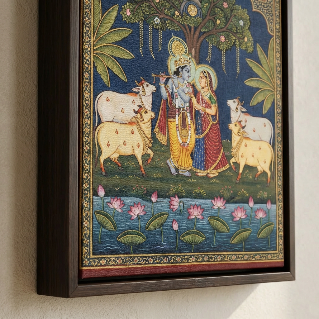 Traditional Pichwai Style Canvas - Canvas Texture