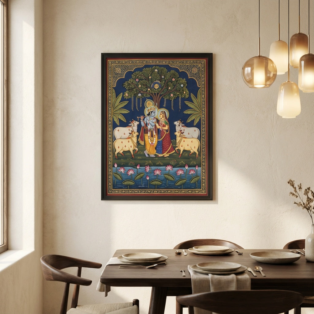 Traditional Pichwai Style Canvas - Elegant dining area