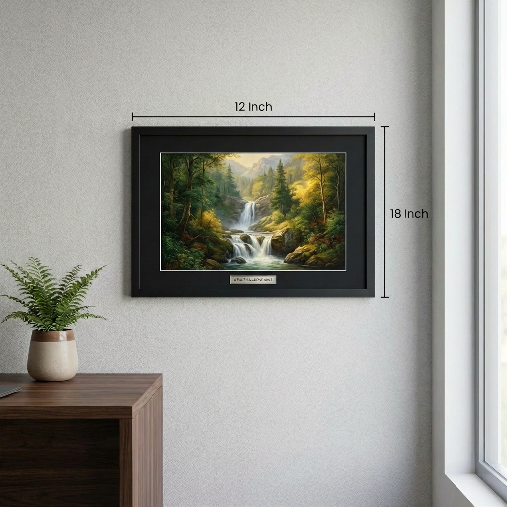 Mountain Waterfall Flowing Canvas - Size Dimensions