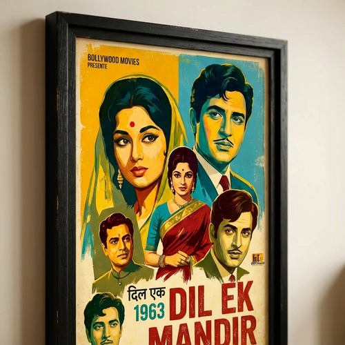 1960s Hand-painted Bollywood Canvas - Artwork Close-Up