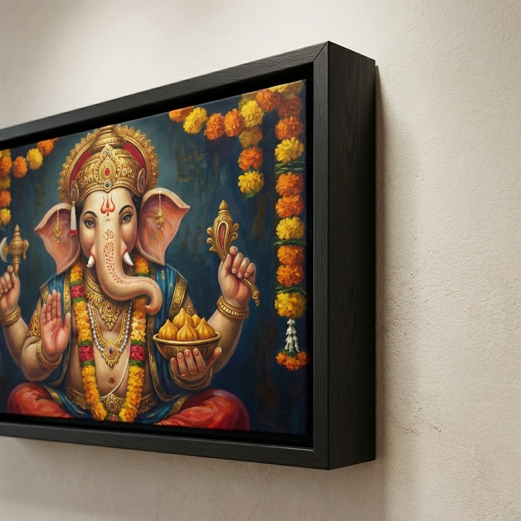 Golden Serenity - Botanical Luxury Canvas - Frame & Edge Detail