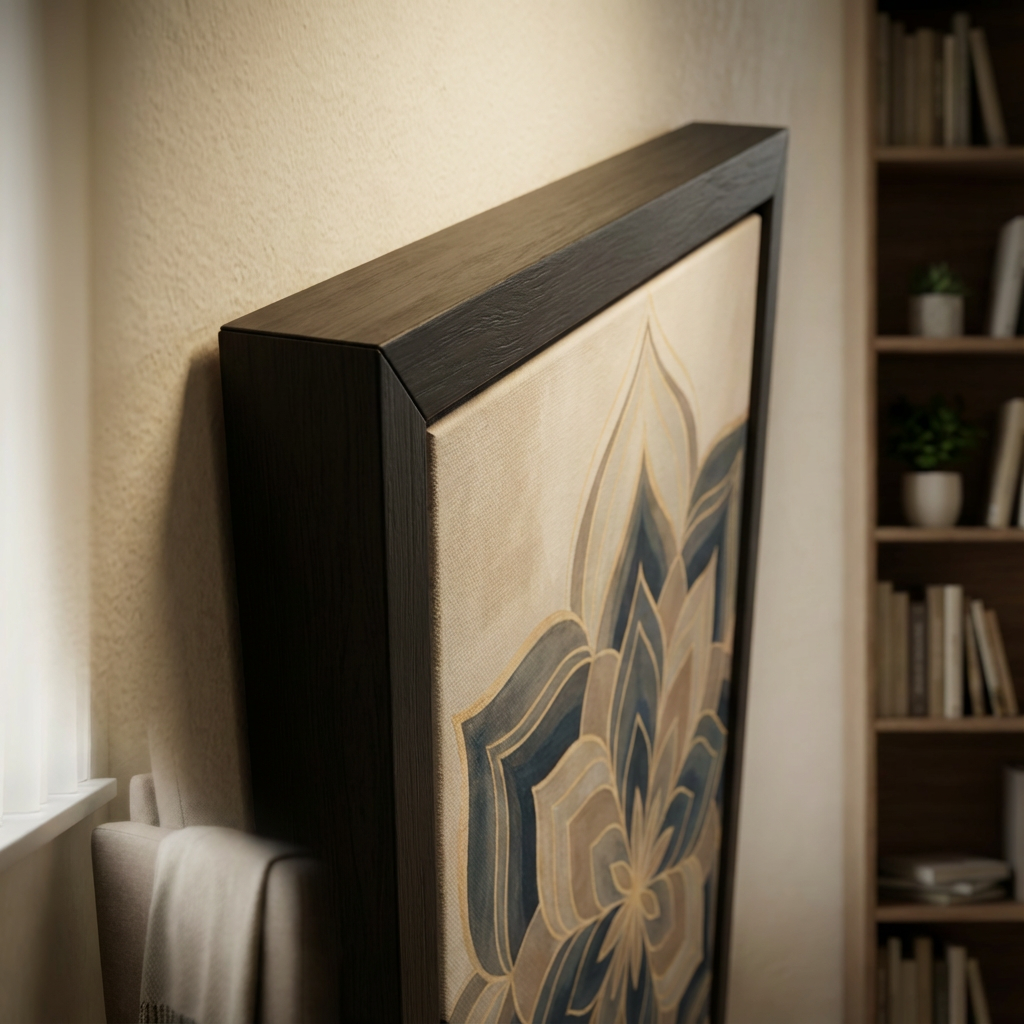 Modern Indian Mandala-inspired Canvas - Frame & Edge Detail