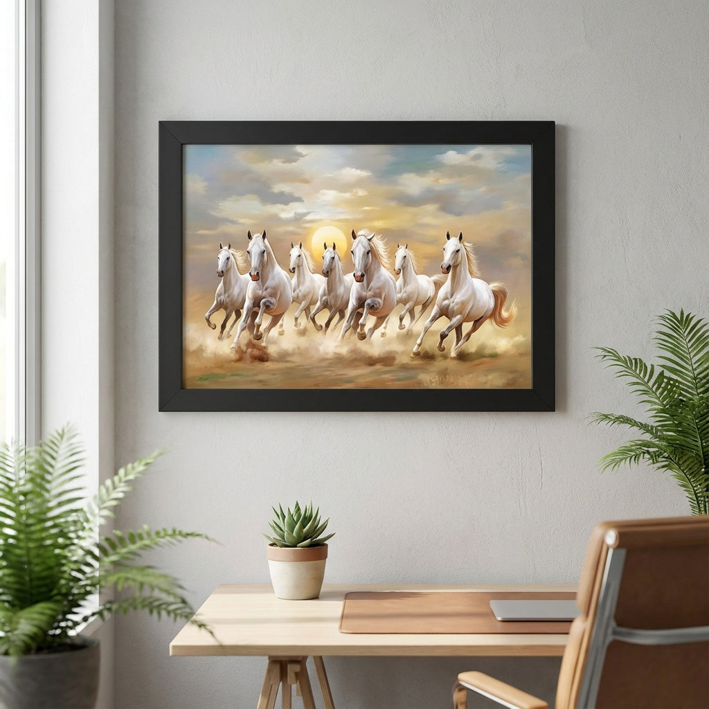 Seven White Horses Canvas - Contemporary office space
